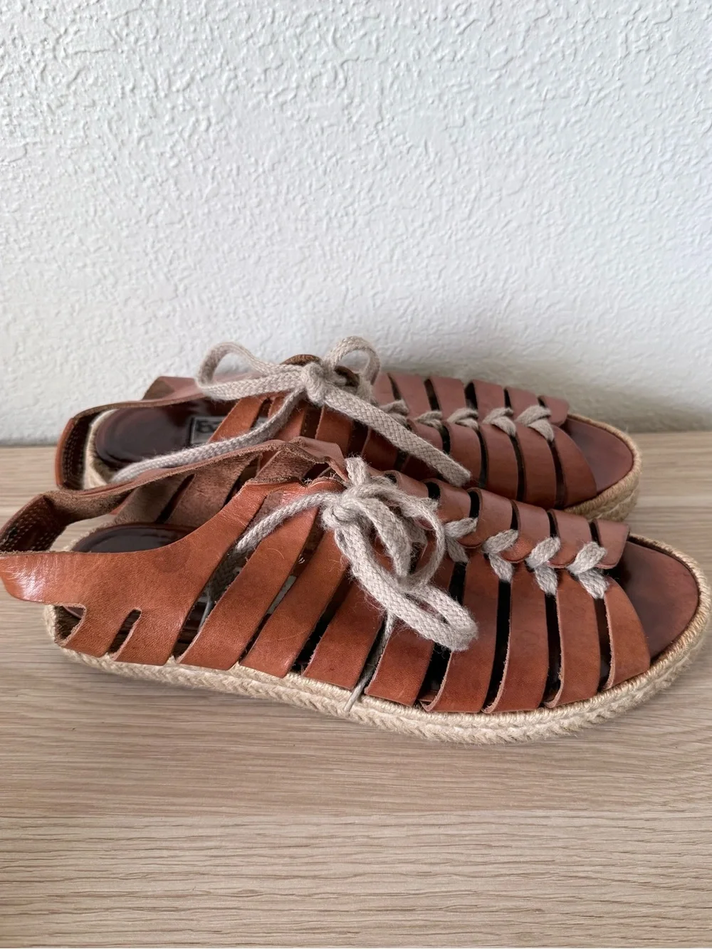 Euroflex Lace up Huarache style leather espadrille sandals